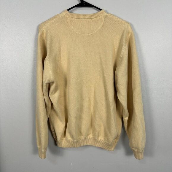Eddie Bauer Mens Medium Crewneck Knit Cotton Sweater Yellow Warm Pullover - Picture 3 of 3
